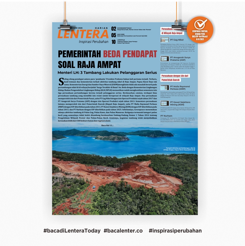 Pemerintah Beda Pendapat soal Raja Ampat (Koran Senin, 9/6/2025)