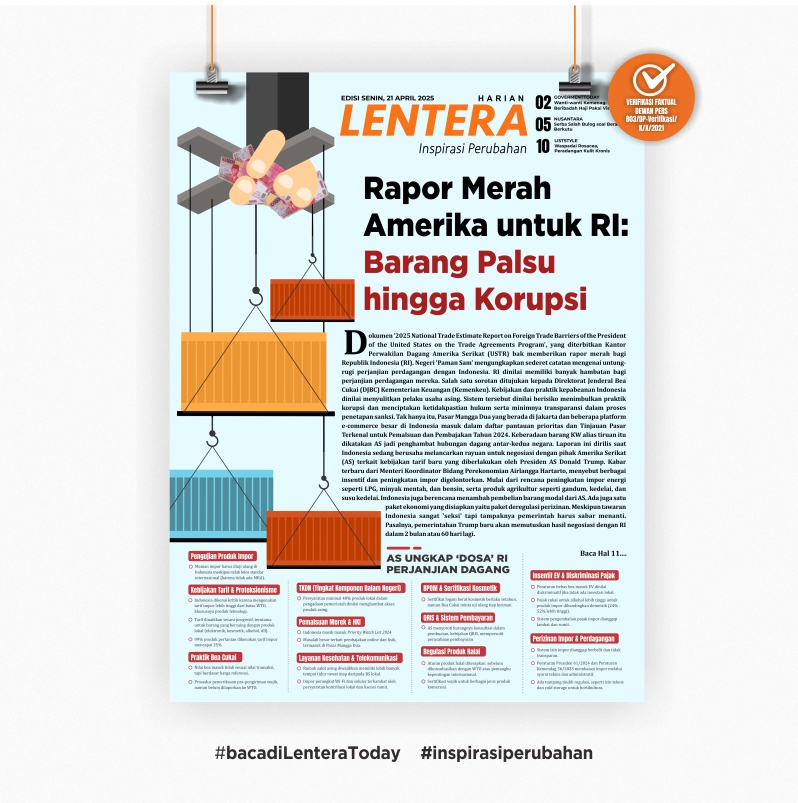 Rapor Merah Amerika untuk RI: Barang Palsu hingga Korupsi (Koran Senin, 21/4/2025)