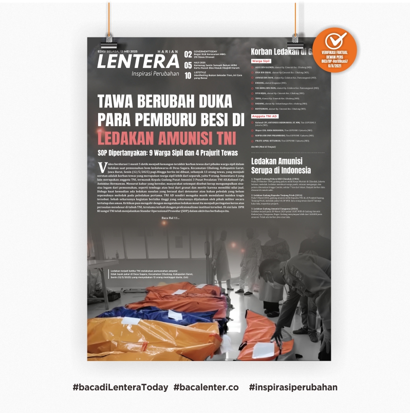 Tawa Berubah Duka Para Pemburu Besi di Ledakan Amunisi TNI (Koran Selasa, 13/5/2025)