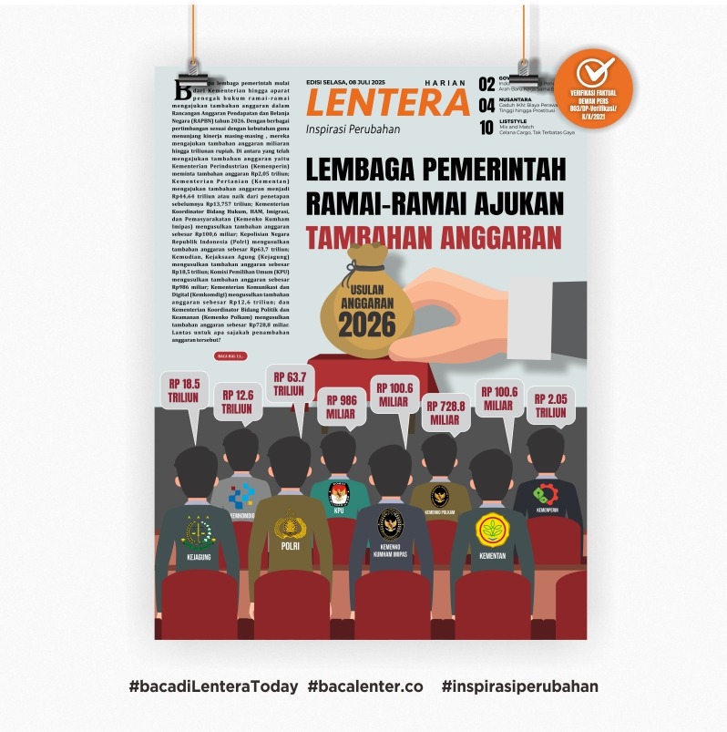 Lembaga Pemerintah Ramai-ramai Ajukan Tambahan Anggaran (Koran Selasa, 8/7/2025)