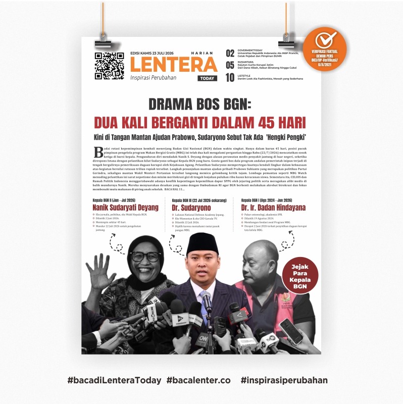 Drama Bos BGN: Dua Kali Berganti dalam 45 Hari (Koran Kamis, 23 Juli 2026)