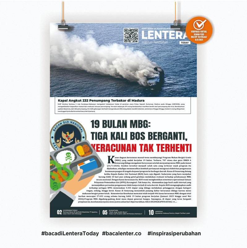 19 Bulan MBG: Tiga Kali Bos Berganti, Keracunan Tak Terhenti (Koran Senin, 03 Agustus 2026)