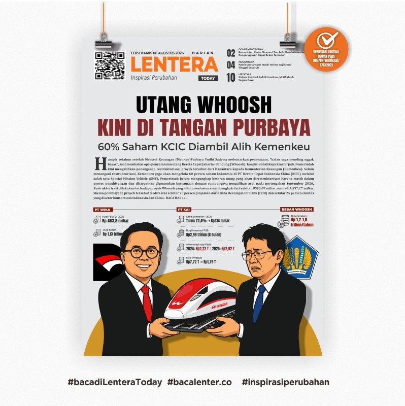 Utang Whoosh Kini di Tangan Purbaya (Koran Kamis, 6 Agustus 2026)