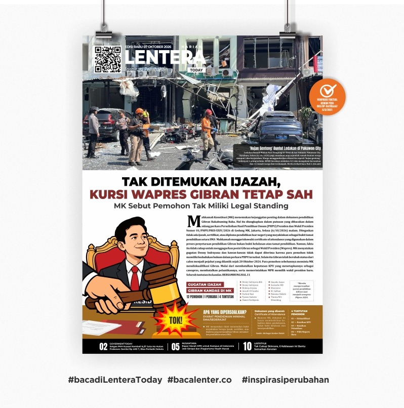 Tak Ditemukan Ijazah, Kursi Wapres Gibran Tetap Sah (Koran Rabu, 7 Oktober 2026)