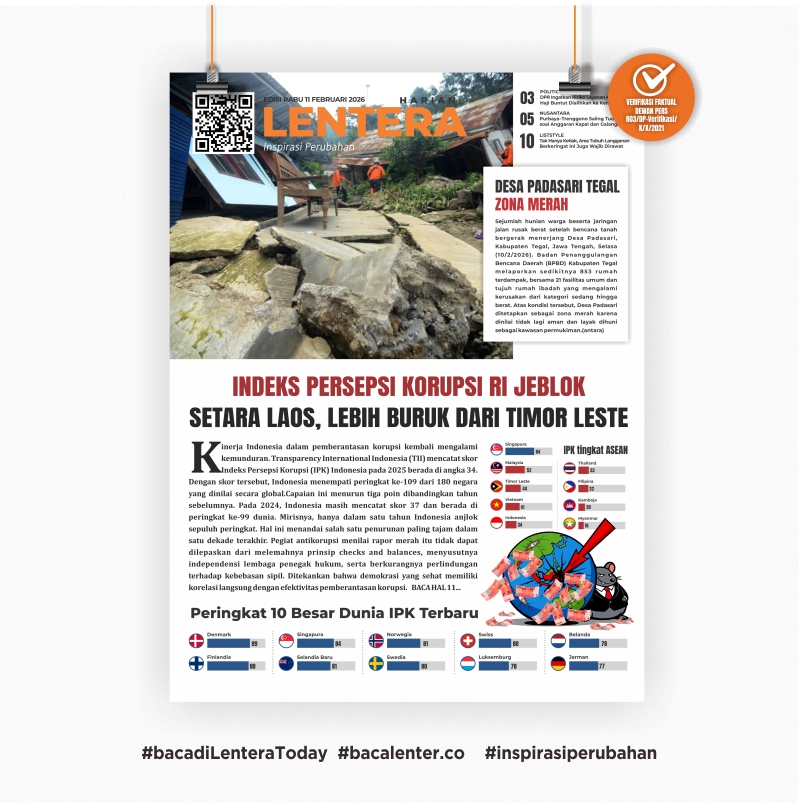 Indeks Persepsi Korupsi RI Jeblok (Koran Rabu, 11 Februari 2026)