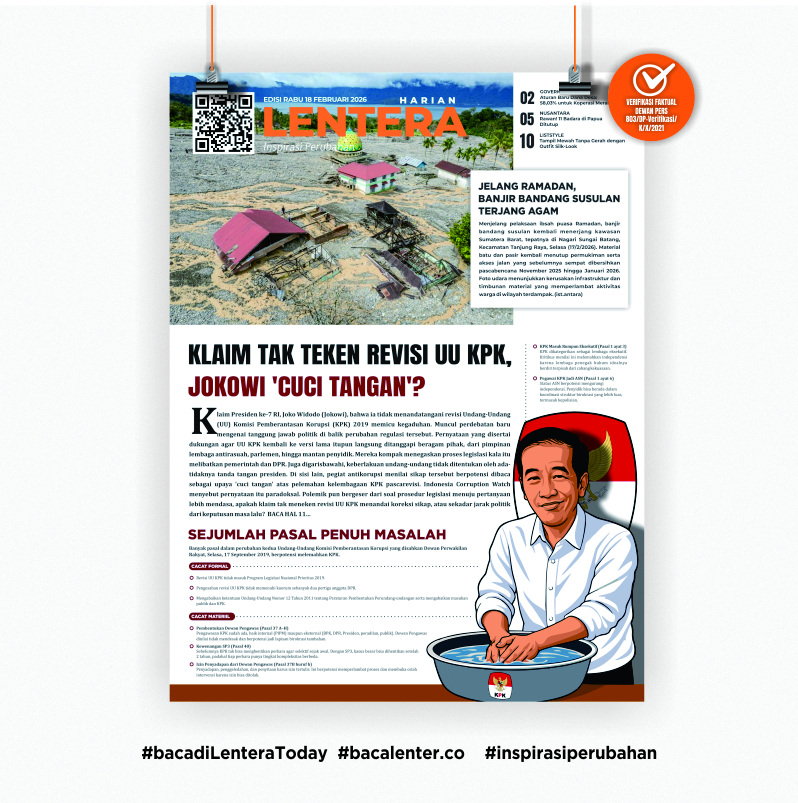 Klaim Tak Teken Revisi UU KPK, Jokowi 'Cuci Tangan' ? (Koran Rabu, 18 Februari 2026)