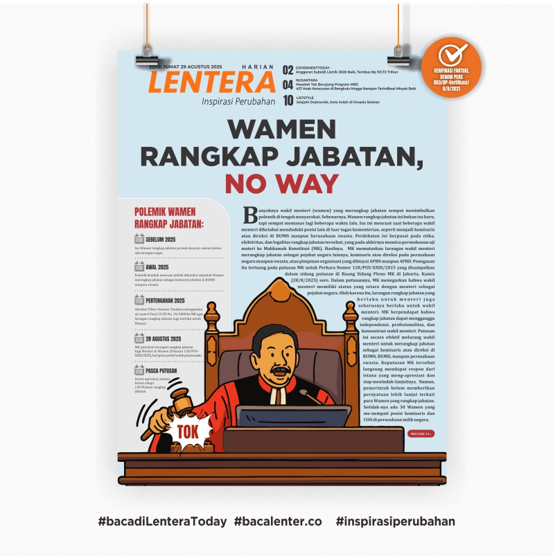 Wamen Rangkap Jabatan, No Way (Koran Jumat, 29/8/2025)