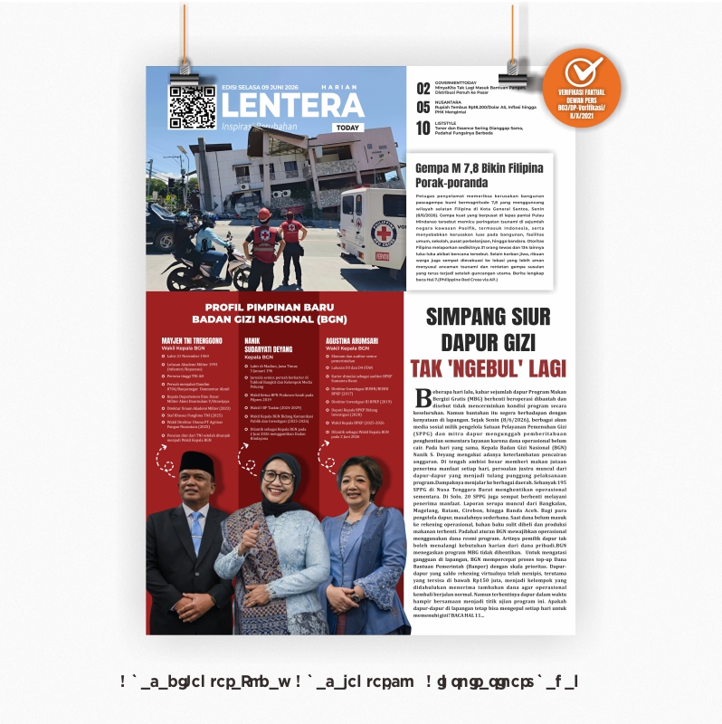 Simpang Siur Dapur Gizi Tak 'Ngebul' Lagi (Koran Selasa, 9 Juni 2026)