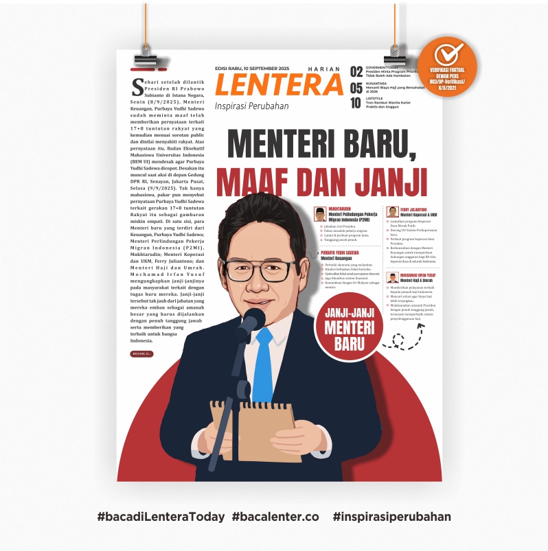 Menteri Baru, Maaf dan Janji (Koran Rabu, 10/9/2025)
