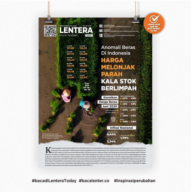 Anomali Beras di Indonesia, Harga Melonjak Parah Kala Stok Melimpah (Koran Kamis, 2 Juli 2026)