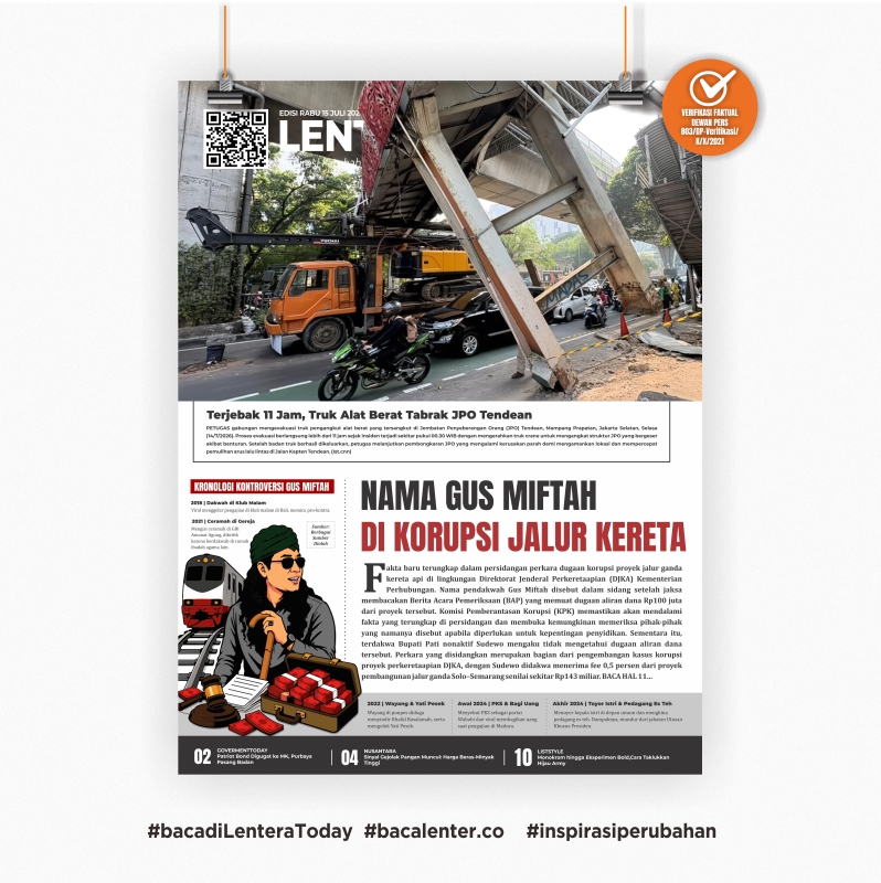 Nama Gus Miftah di Korupsi Lewat Jalur Kereta (Koran Rabu, 15 Juli 2026)