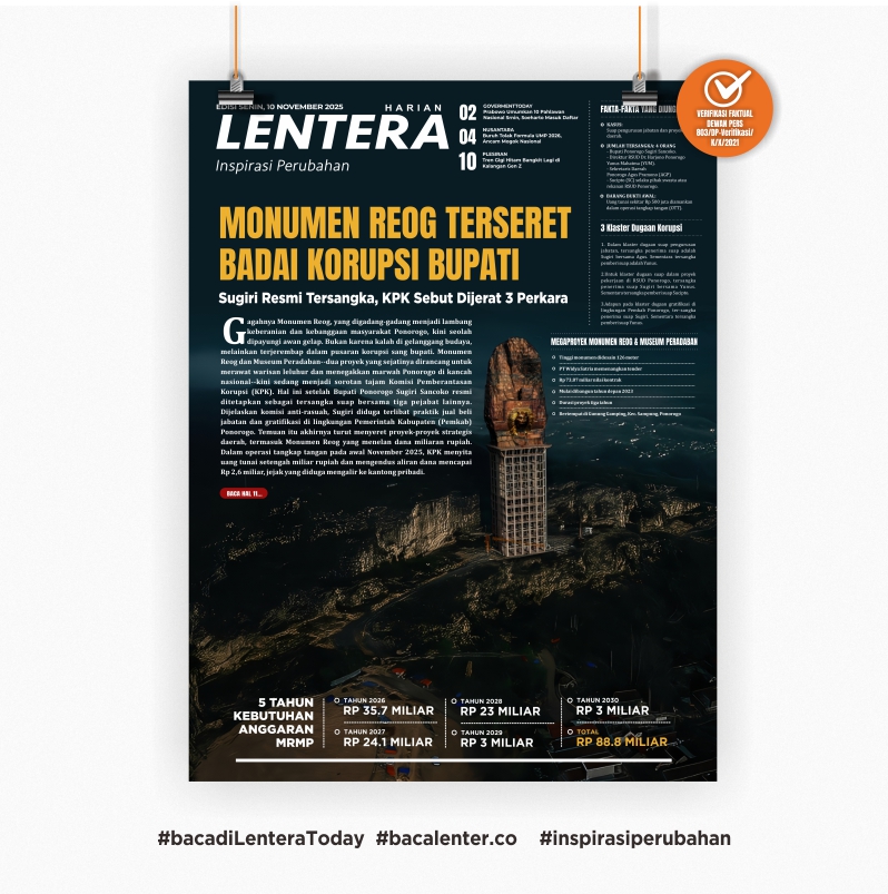 Monumen Reog Terseret Badai Korupsi Bupati (Koran Senin, 10 November 2025)