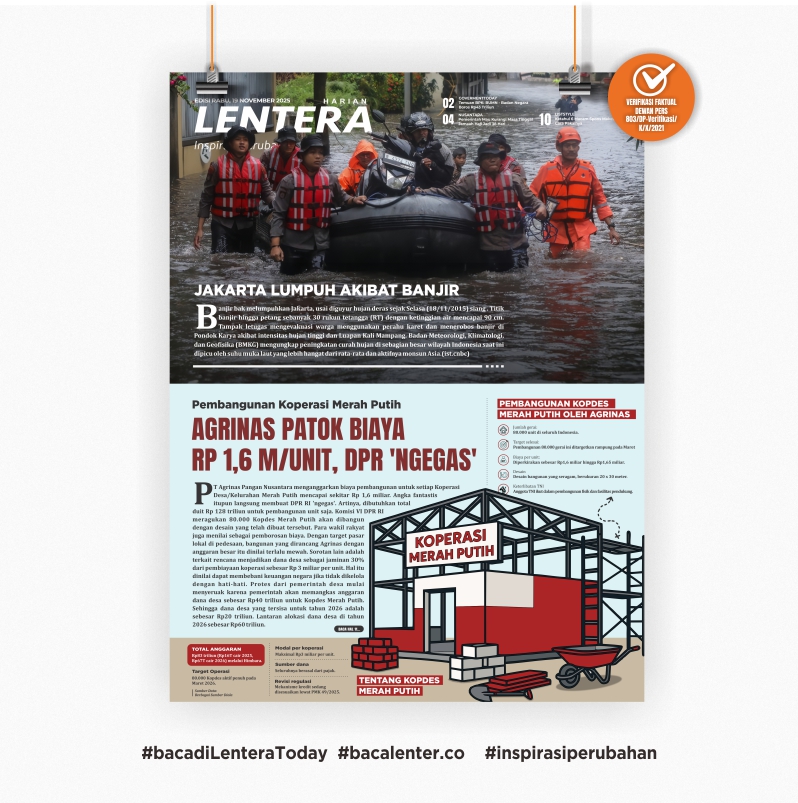 Pembangunan Koperasi Merah Putih : Agrinas Patok Biaya Rp 1,6 M/Unit, DPR 'Ngegas' (Koran Rabu, 19 November 2025)