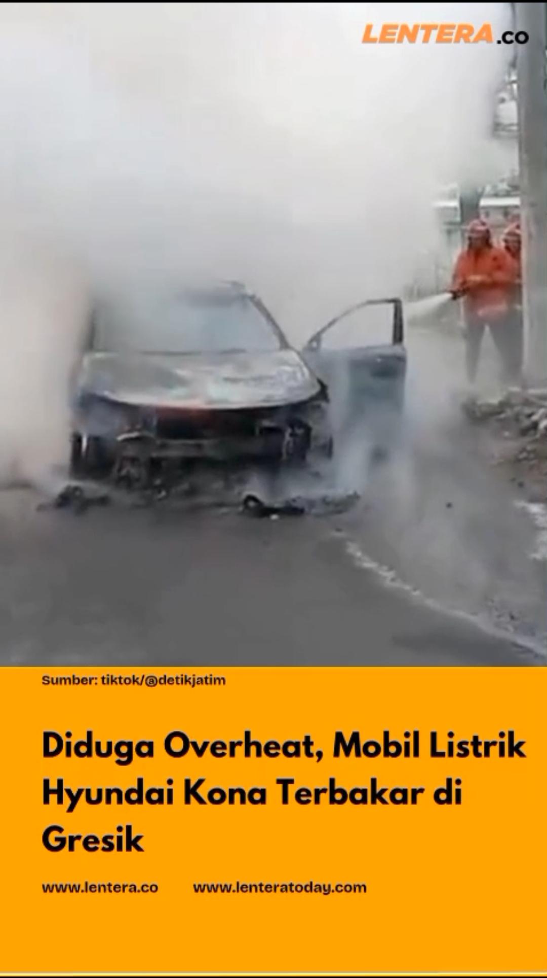 Diduga Overheat, Mobil Listrik Hyundai Kona Terbakar di Gresik