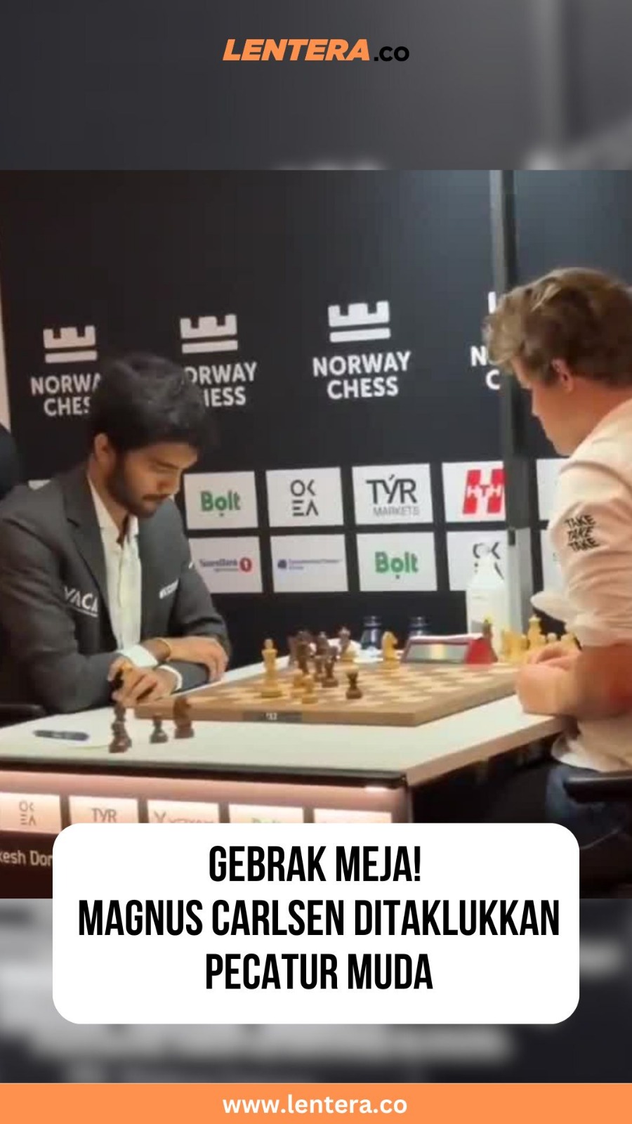 Gebrak Meja, Magnus Carlsen Ditaklukkan Pecatur Muda
